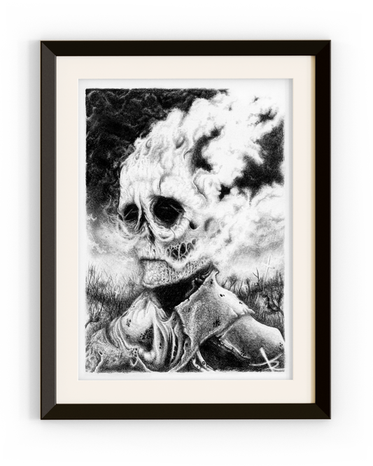 Print dark art Self Portrait — illustration encre et graphite, Deddboi